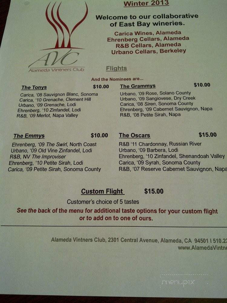 Alameda Vintners Club - Alameda, CA menu_pic