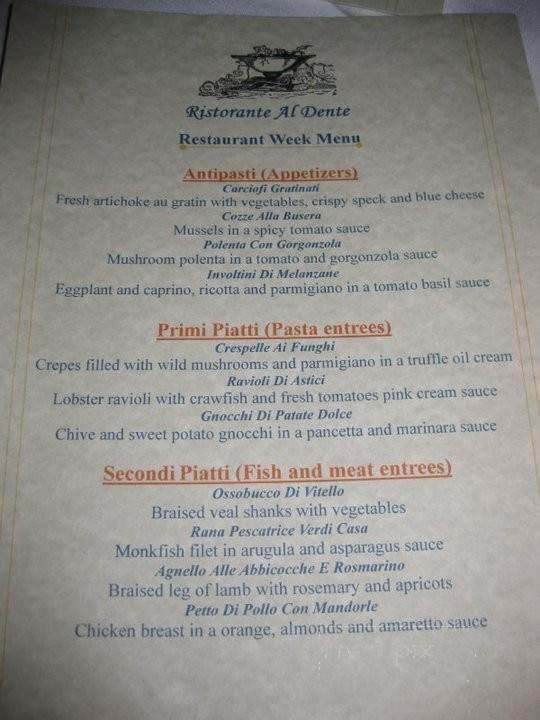 Aldente Pasta Cafe - Charlottesville, VA menu_pic