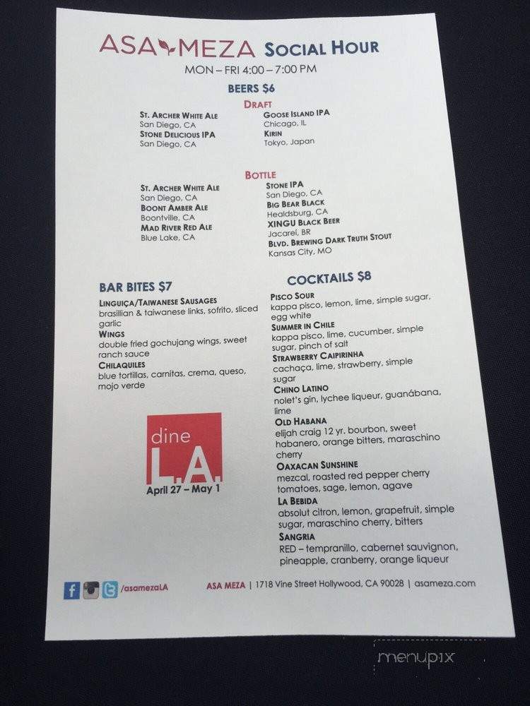 Asa Meza - Los Angeles, CA menu_pic