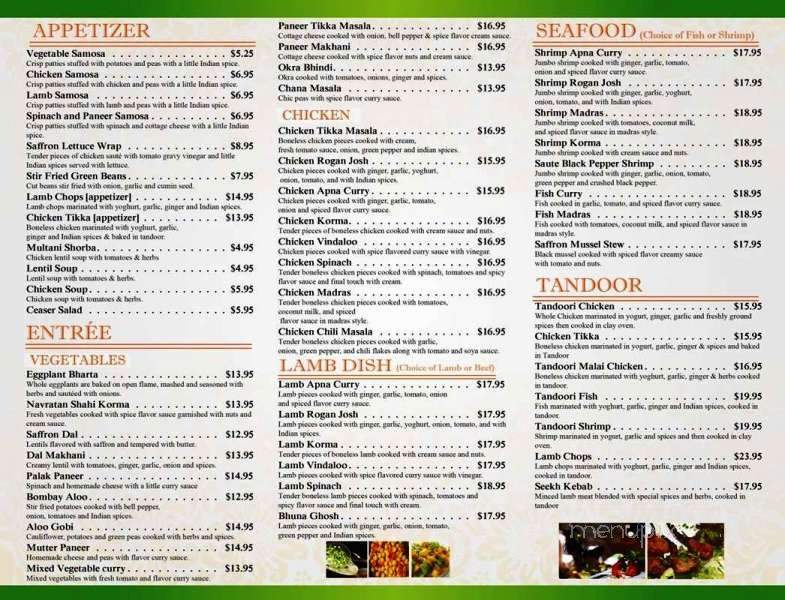 Ayesha Indian Restaurant - Key Biscayne, FL menu_pic