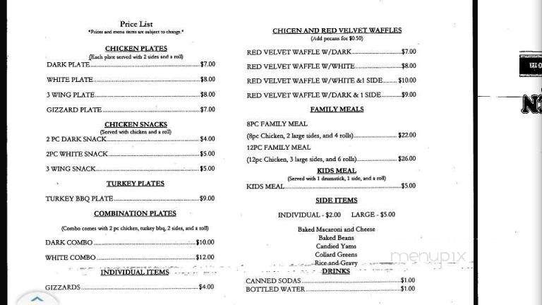 Babann's Southern Fried Chicken - Fayetteville, NC menu_pic