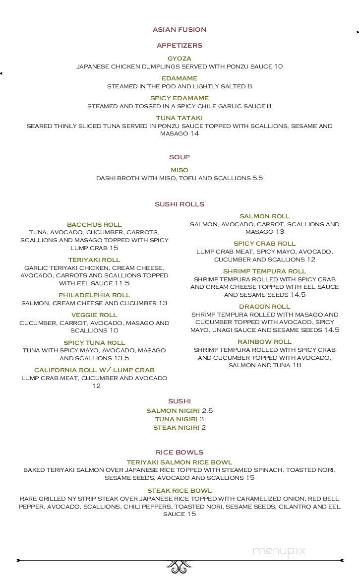 Bacchus Wine Bar - Thomasville, GA menu_pic