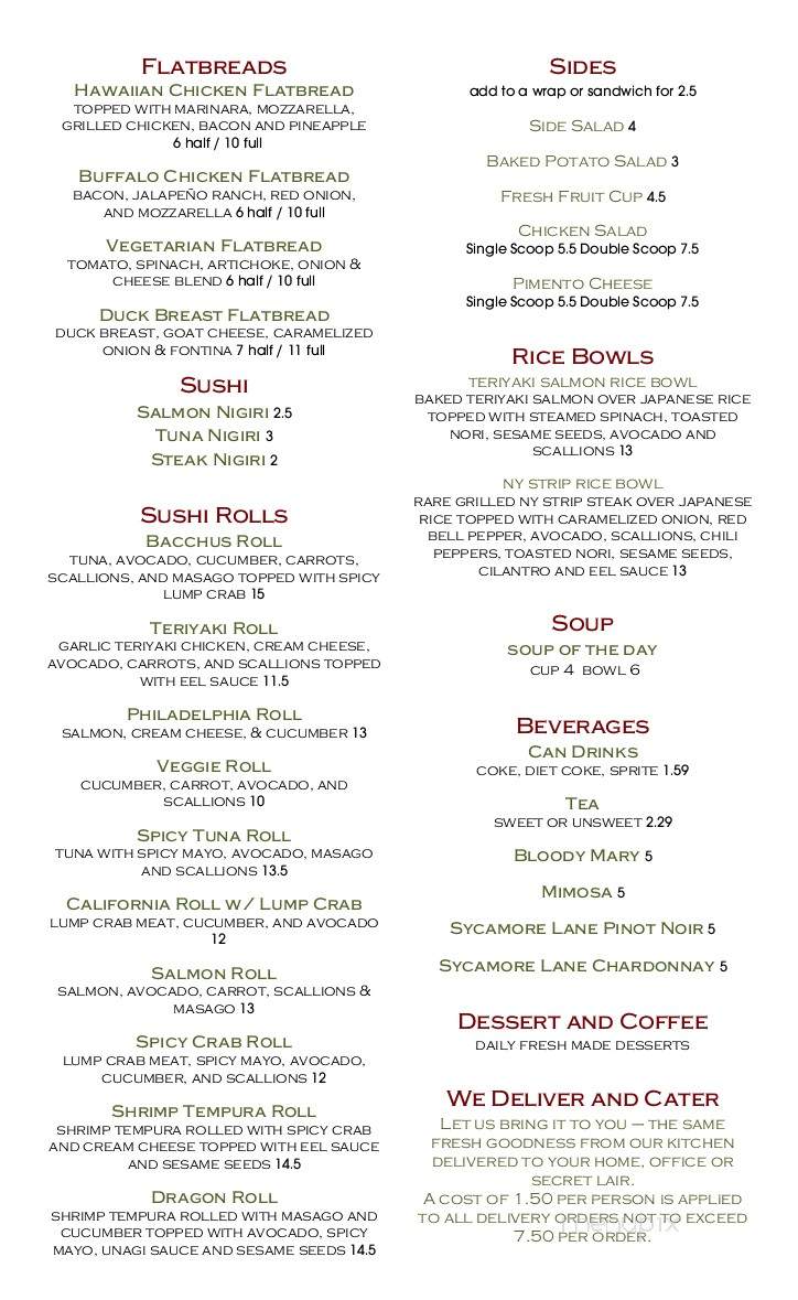 Bacchus Wine Bar - Thomasville, GA menu_pic