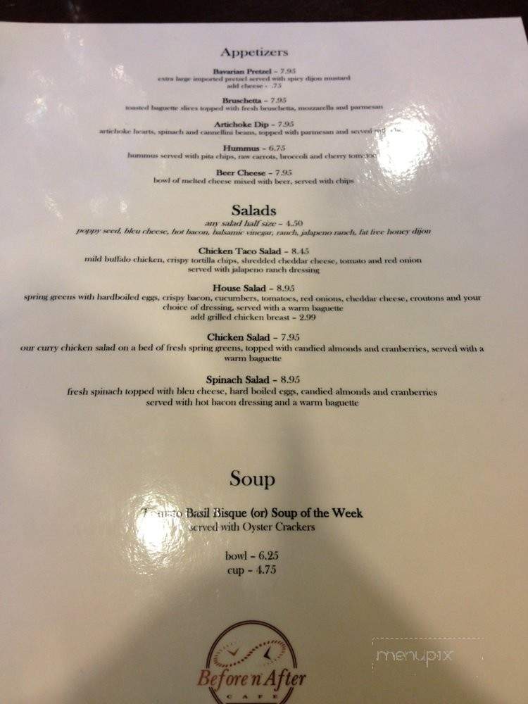 Before 'n' After Cafe - Stafford, VA menu_pic