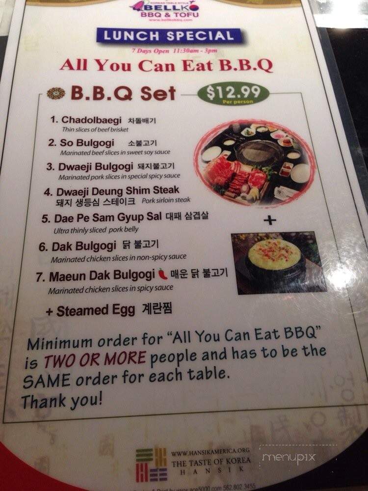 Bellko Korean BBQ - Bellflower, CA menu_pic