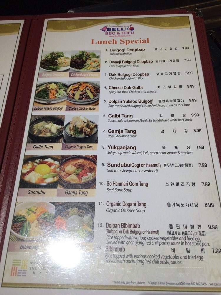 Bellko Korean BBQ - Bellflower, CA menu_pic
