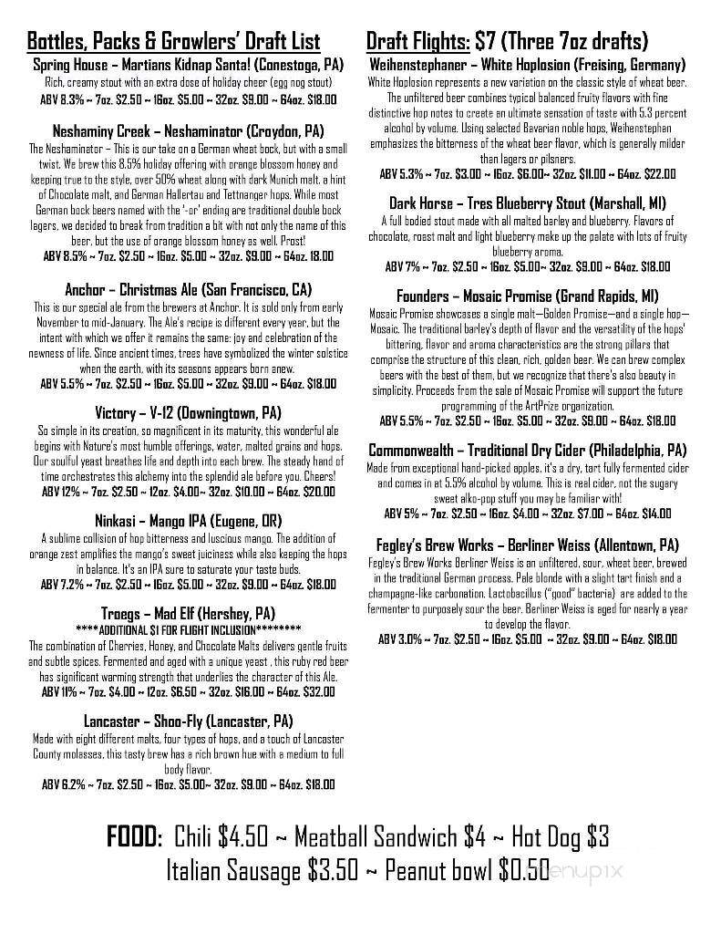 Bottles, Packs & Growlers - Philadelphia, PA menu_pic