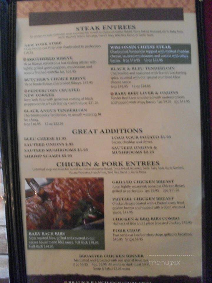 Braun's Ranch - Elkhart Lake, WI menu_pic