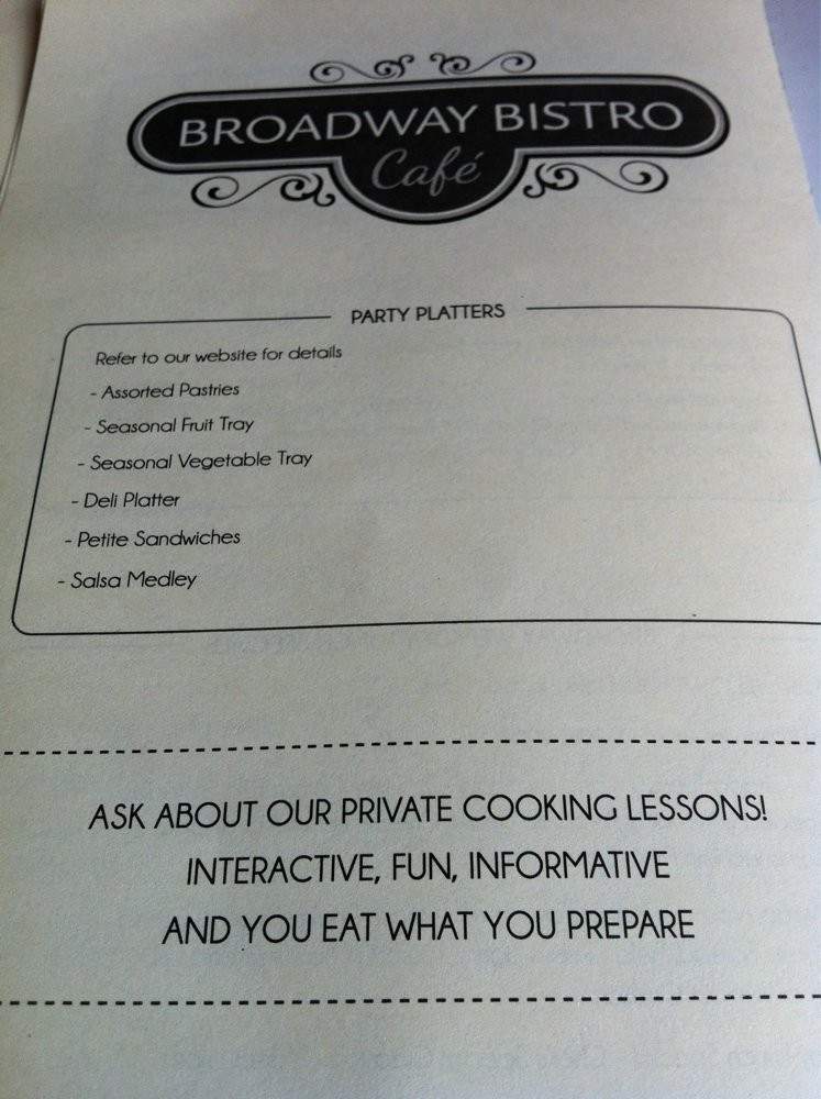 Broadway Bistro Cafe - Carrollton, TX menu_pic