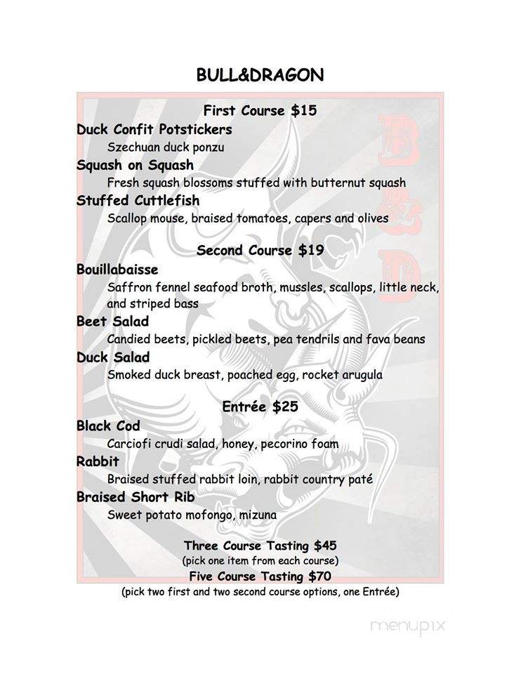 Bull & Dragon - Los Angeles, CA menu_pic
