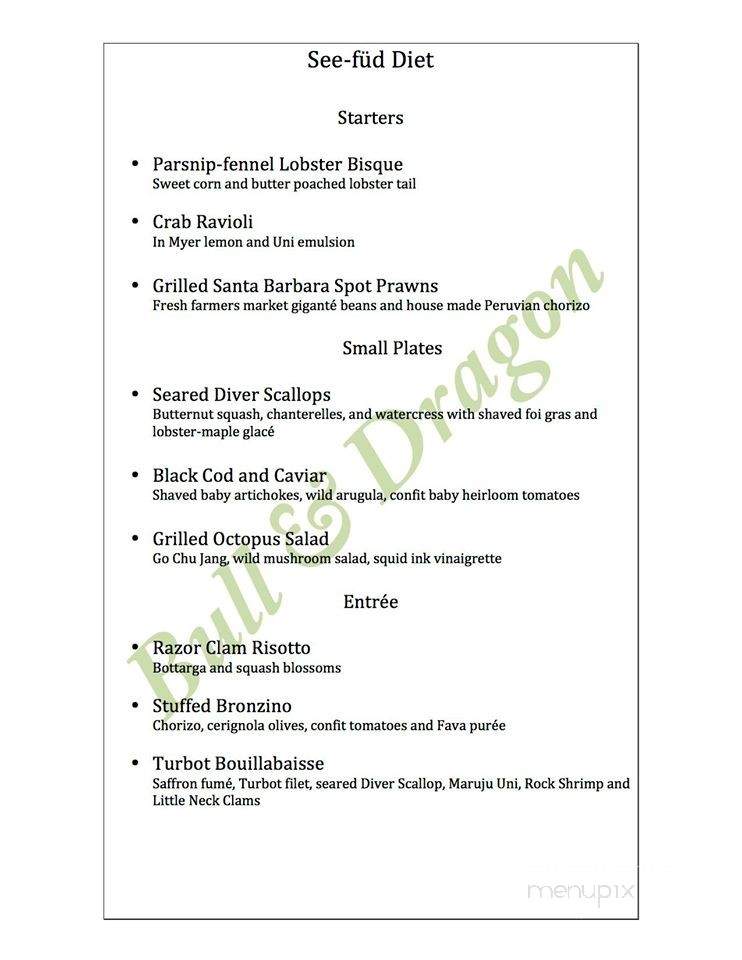 Bull & Dragon - Los Angeles, CA menu_pic