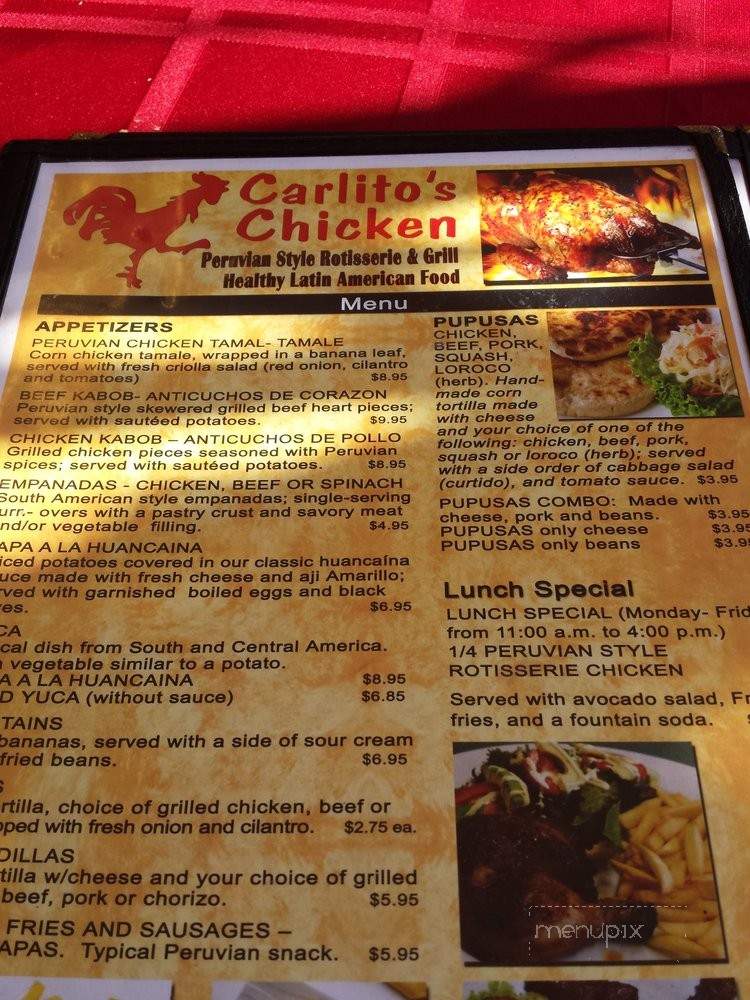 Carlito's Chicken - San Jose, CA menu_pic
