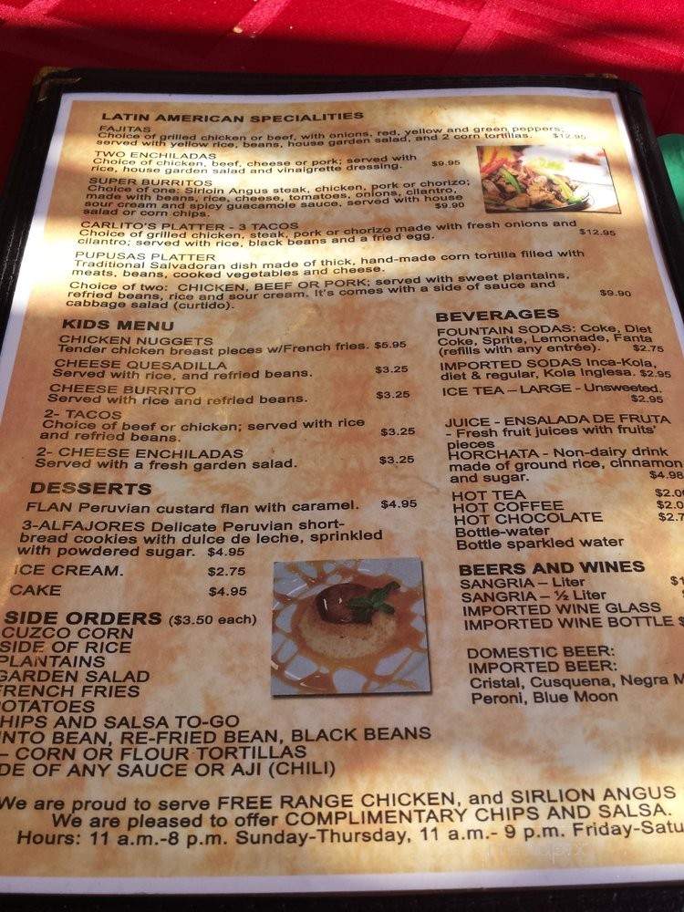 Carlito's Chicken - San Jose, CA menu_pic