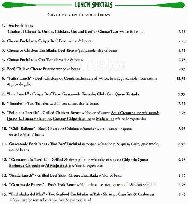 Casa Cha Cha - Richardson, TX menu_pic