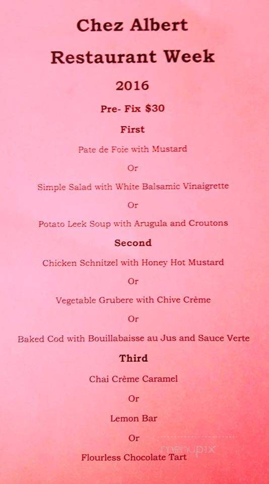 Chez Albert - Amherst, MA menu_pic