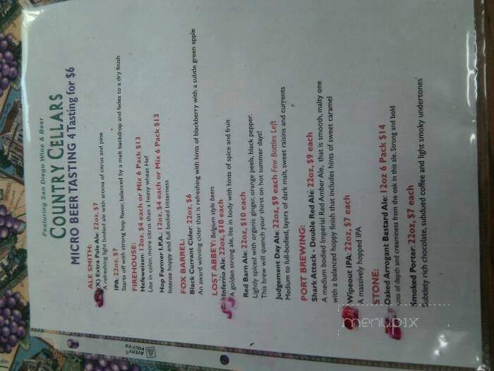 Country Cellars - Julian, CA menu_pic