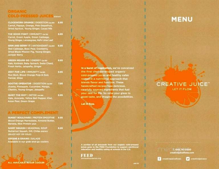 Creative Juice - New York, NY menu_pic