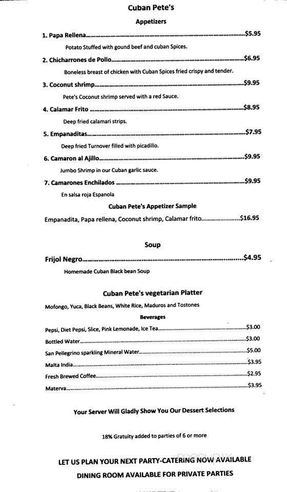 Cuban Pete's Caribbean Grill and Dance Club - Anaheim, CA menu_pic