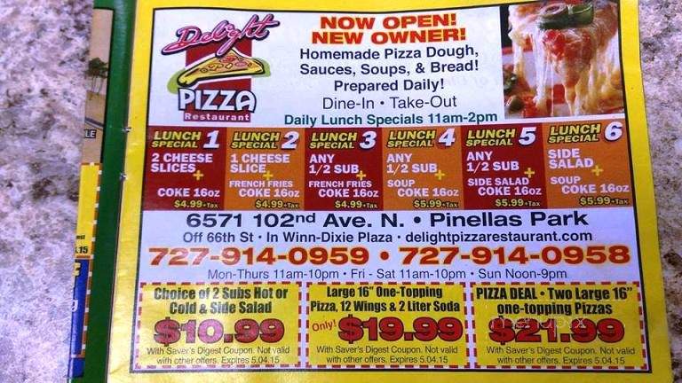 Delight Pizza Restaurant - Pinellas Park, FL menu_pic