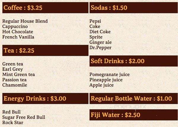 Dream Hookah Lounge - Fremont, CA menu_pic