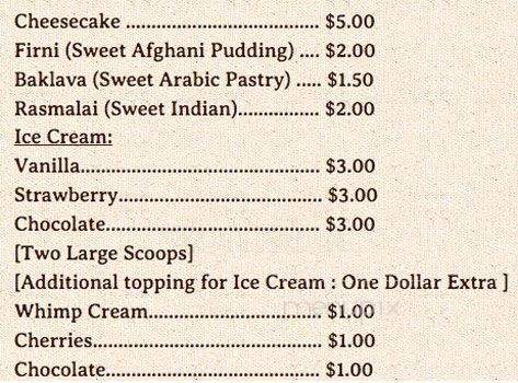 Dream Hookah Lounge - Fremont, CA menu_pic