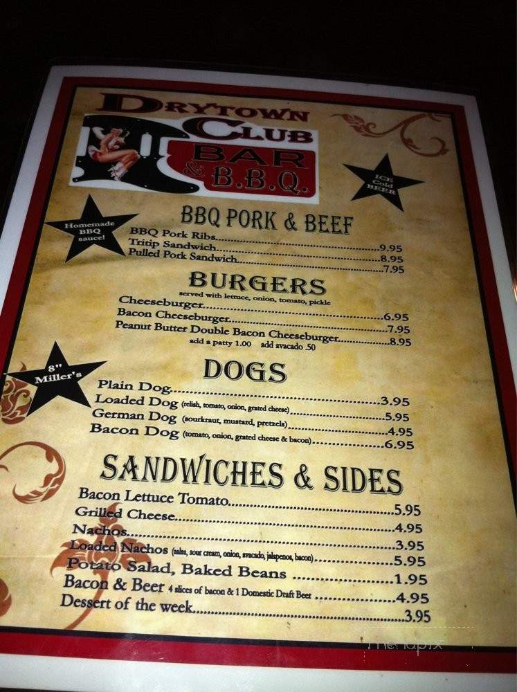 Drytown Club - Drytown, CA menu_pic