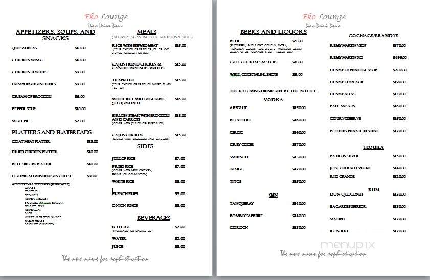 Eko lounge - Arlington, TX menu_pic