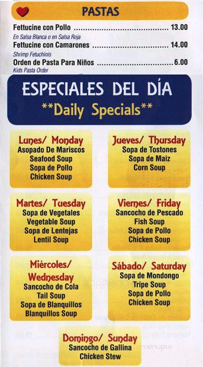 El Sabor De Maria Restaurant - Philadelphia, PA menu_pic