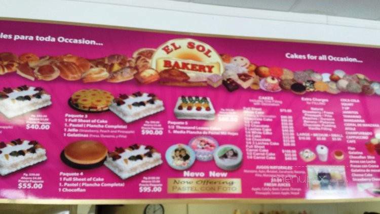 El Sol Bakery - Long Beach, CA menu_pic