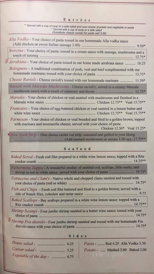 Escada Restaurant and Bar - Johnston, RI menu_pic