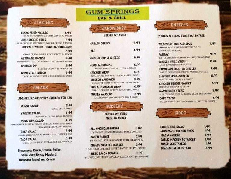 Gum Springs Bar & Grill - Briggs, TX menu_pic