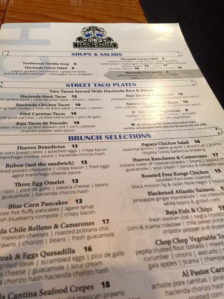 Hacienda Cantina & Beach Club - Palm Springs, CA menu_pic