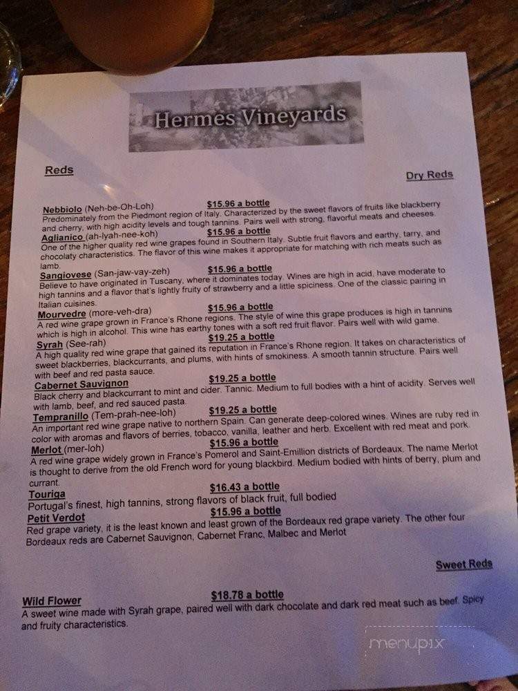 Hermes Vineyards - Sandusky, OH menu_pic