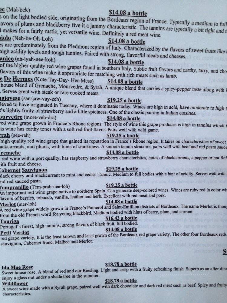Hermes Vineyards - Sandusky, OH menu_pic