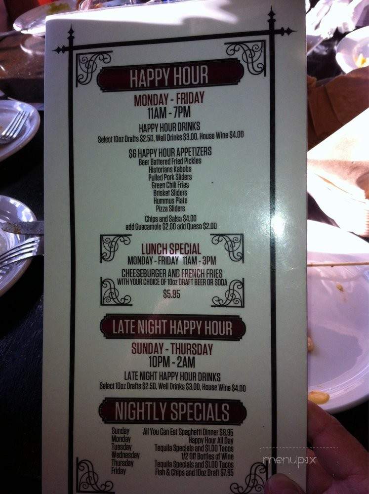 Historians Ale House - Denver, CO menu_pic