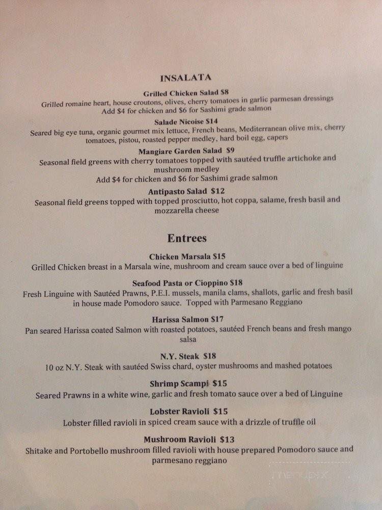 Mangiare - San Francisco, CA menu_pic