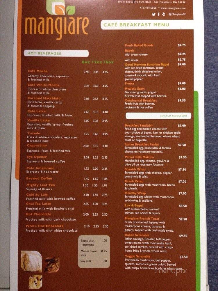 Mangiare - San Francisco, CA menu_pic