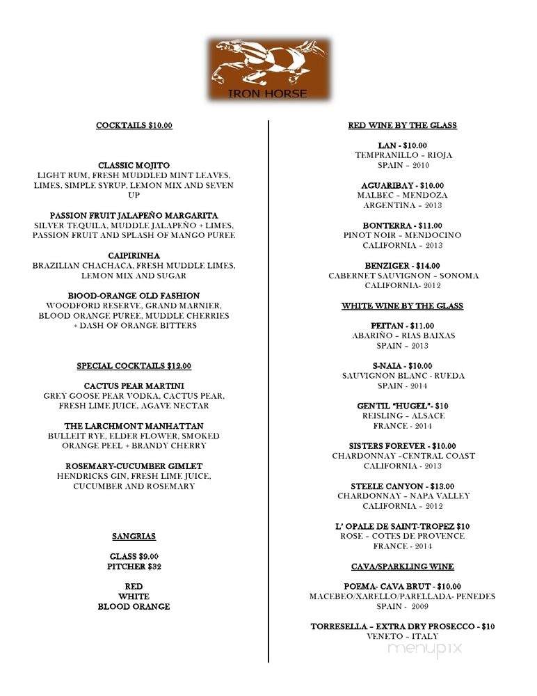 /250005946/Iron-Horse-Larchmont-Menu-Larchmont-NY - Larchmont, NY