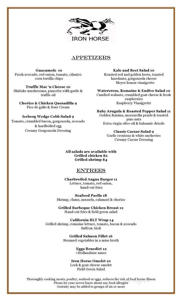 Iron Horse Larchmont - Larchmont, NY menu_pic