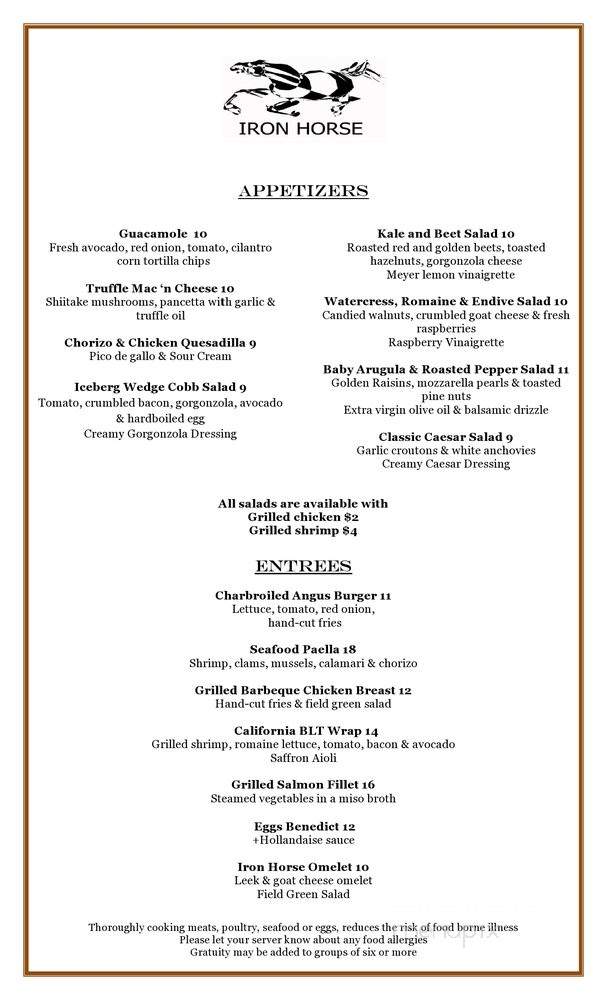 /250005946/Iron-Horse-Larchmont-Menu-Larchmont-NY - Larchmont, NY