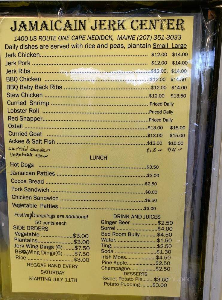 Jamaican Jerk Center - Cape Neddick, ME menu_pic