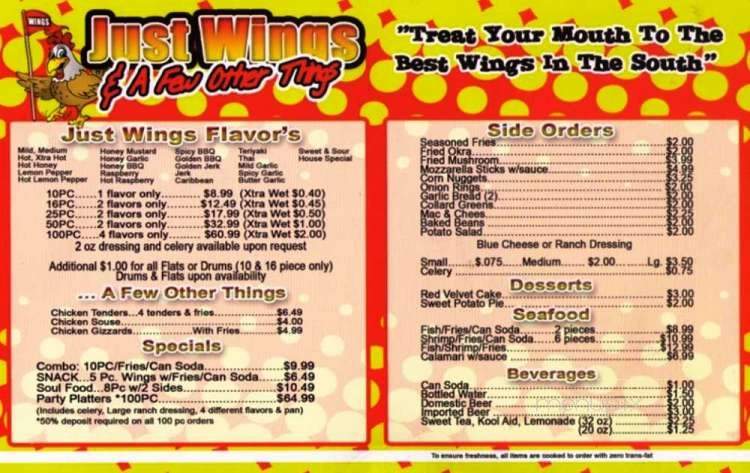 Just Wings & A Few Other Things - Fort Lauderdale, FL menu_pic