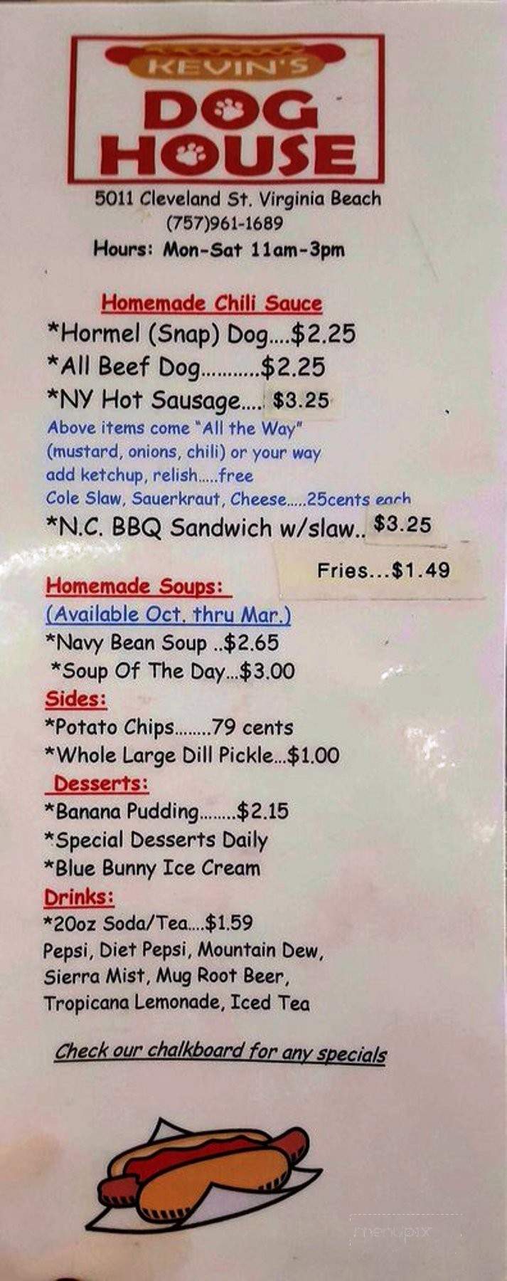 Kevins Dog House - Virginia Beach, VA menu_pic