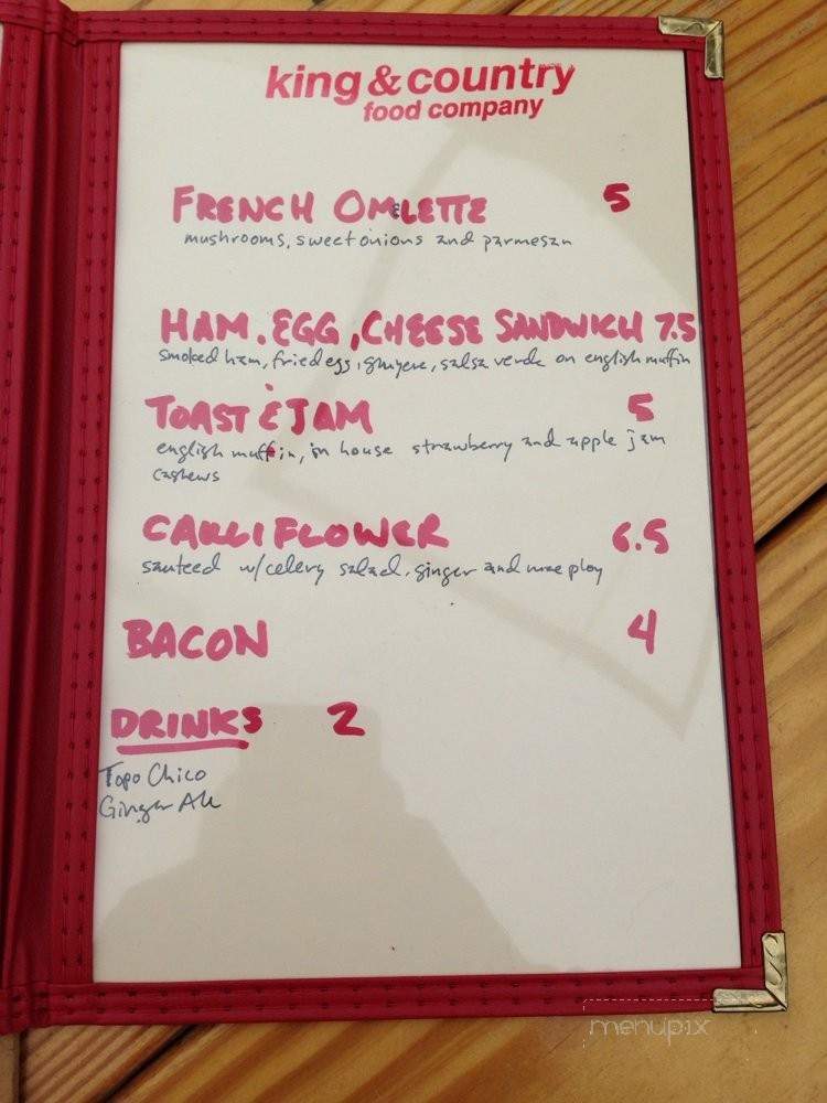 King & Country Food Co - Austin, TX menu_pic