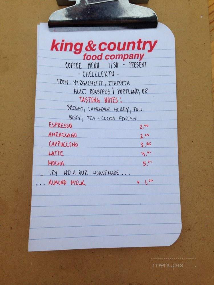 King & Country Food Co - Austin, TX menu_pic