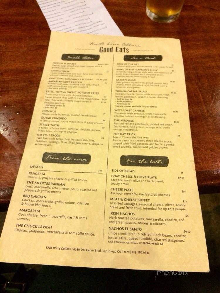 KNB Wine Cellars - San Diego, CA menu_pic