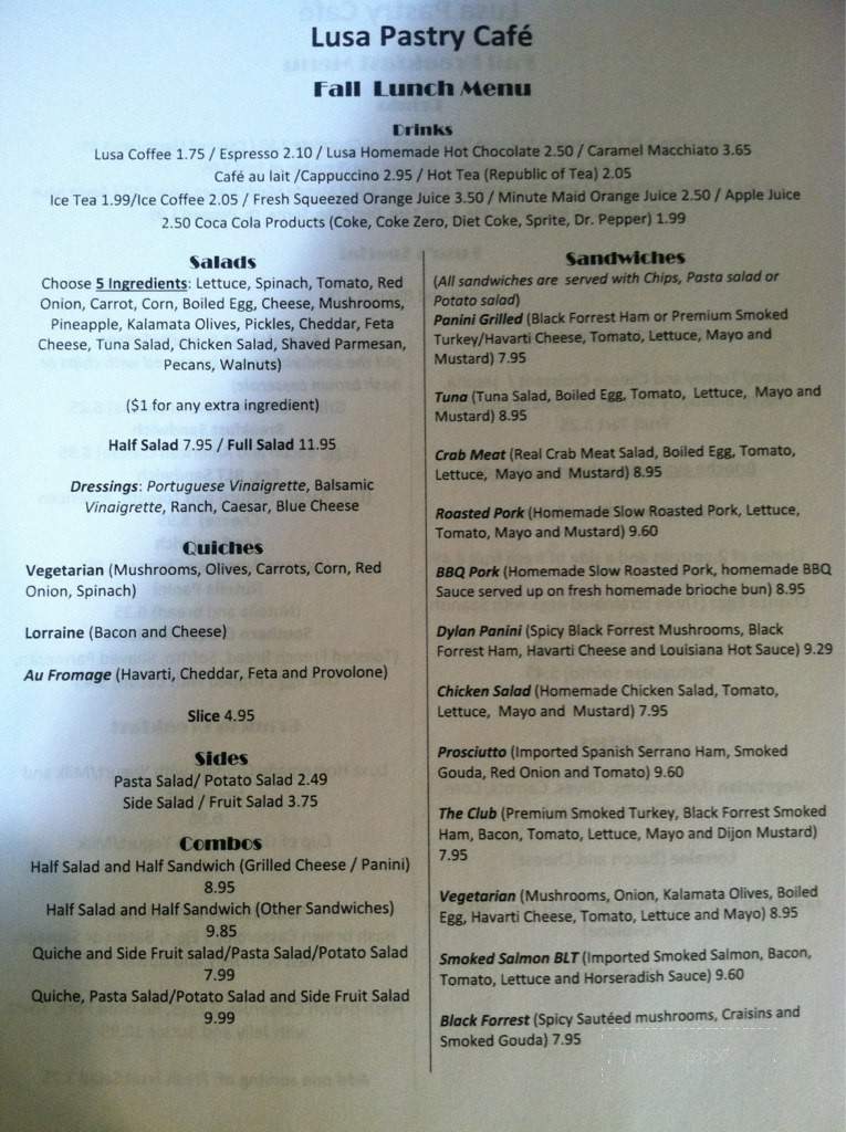 Lusa Bakery & Cafe - Oxford, MS menu_pic