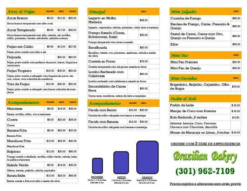 Brazilian Bakery - Silver Spring, MD menu_pic