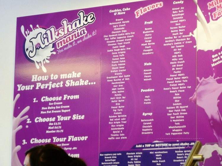 Milkshake Mania - Valencia, CA menu_pic