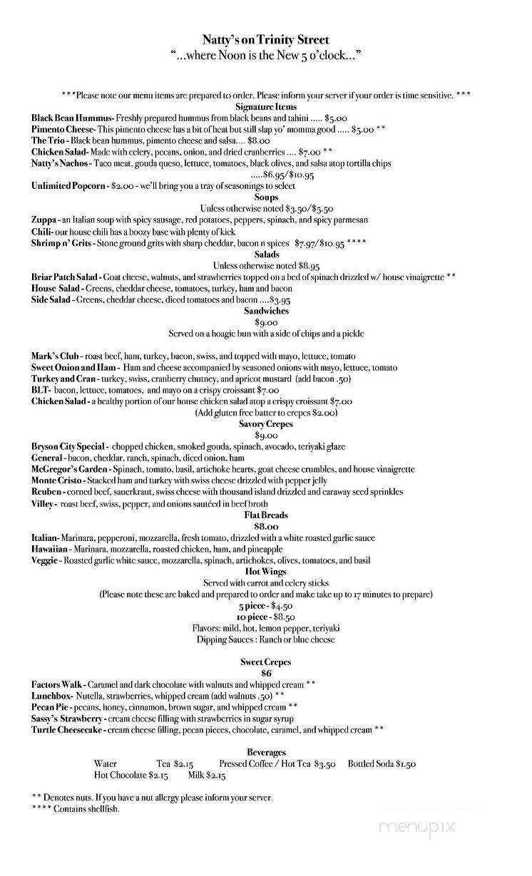 Natty's - Abbeville, SC menu_pic